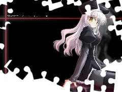 czapla, strój, Fate Stay Night, napis, kobieta