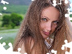 Spojrzenie, Portret, Kobieta, Blondynka