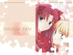 oczy, twarze, Fate Stay Night, napis