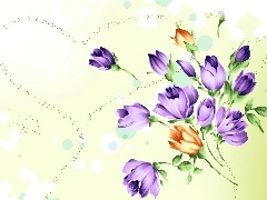 Serce, Pomarańczowe, Tulipany, Fioletowe