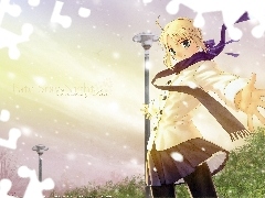 Fate Stay Night, latarnie, dziewczyna, szalik
