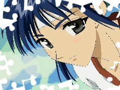 krótkie włosy, duże oczy, School Rumble
