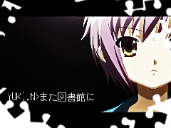 twarz, czarne tło, Suzumiya Haruhi No Yuuutsu
