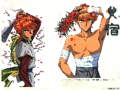 kwiaty, bandaże, Fushigi Yuugi, facet