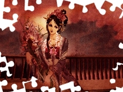 Kwiaty, Most, Kobieta
