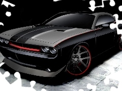 Mat, Dodge Challenger, Czarny