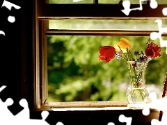 Wazon, Okno, Tulipany