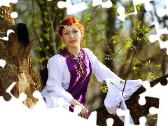 Drzewo, Diadem, Piękna, Las, Dziewczyna