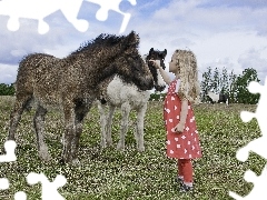 Dziewczynka, Źrebaki, Łąka