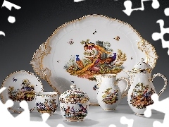 Zestaw, Zwierzęta, Porcelana