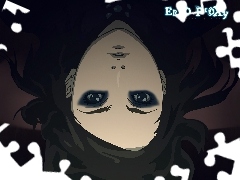napisy, makijaż, Ergo Proxy, turban, twarz