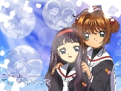 dziewczyny twarze, ludzie, Cardcaptor Sakura, oczy, napisy