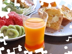 Kiwi, Truskawki, Ciasto, Sok