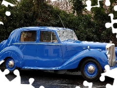 Drzewa, Ulica, Zabytkowy, Niebieski Rolls Royce