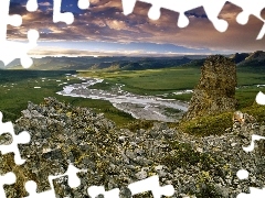 Zachmurzone, Kamienie, Góry, Niebo, Dolina