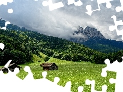 Łąka, Chmury, Góry, Szopy, Lasy