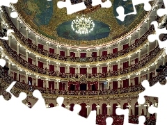Loże, Amazon Theatre, Żyrandol, Siedzenia, Brazylia, Manaus, Oświetlenie, Teatr