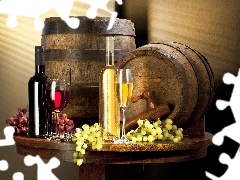 Winogrona, Wino, Baryłki, Butelki