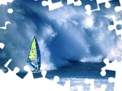 morze, żagiel , Windsurfing, fala, deska