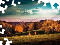 Łąka, Lasy, Jesień, Góry